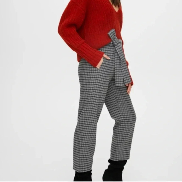 Aritzia Wilfred Tie-Front Wool Pant Check Plaid - Picture 6 of 13